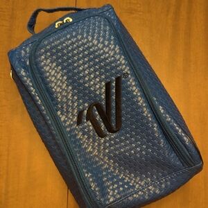 Varsity Blue Quilted Shoe Bag with Structured Design